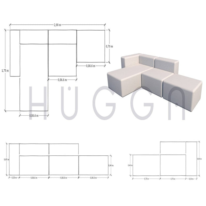 Sof&aacute; Modular Liam Cuero  Hugga sof&aacute; huggastore.myshopify.com Hugga Store